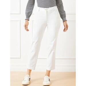 Talbots Chatham Cotton Bi-Stretch Slim Ankle Pants White Petite Side Zip Size 6P